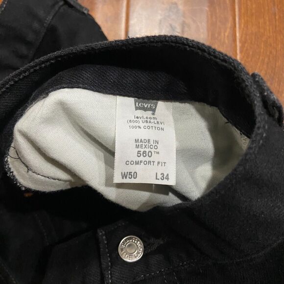 Levi's 560 Comfort Fit Relaxed Black Denim Jeans Big & Tall Mens Size 50 x 32 - Picture 6 of 10